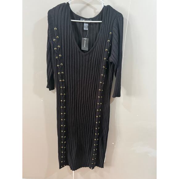 NWT 18/20 Ashley Steward black knitted sweater dress - Picture 1 of 5